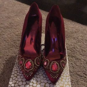 Jeweled Ruby and Gold Heels